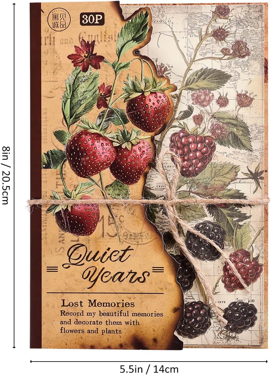 120 Sheets Vintage Botanical Scrapbook Paper Set, Journaling Scrapbooking Supplies Craft Decoupage Papers Kit, 4 Themes x 30 Mushroom Floral Antique Letter Design for Junk Journals Collage Card Making