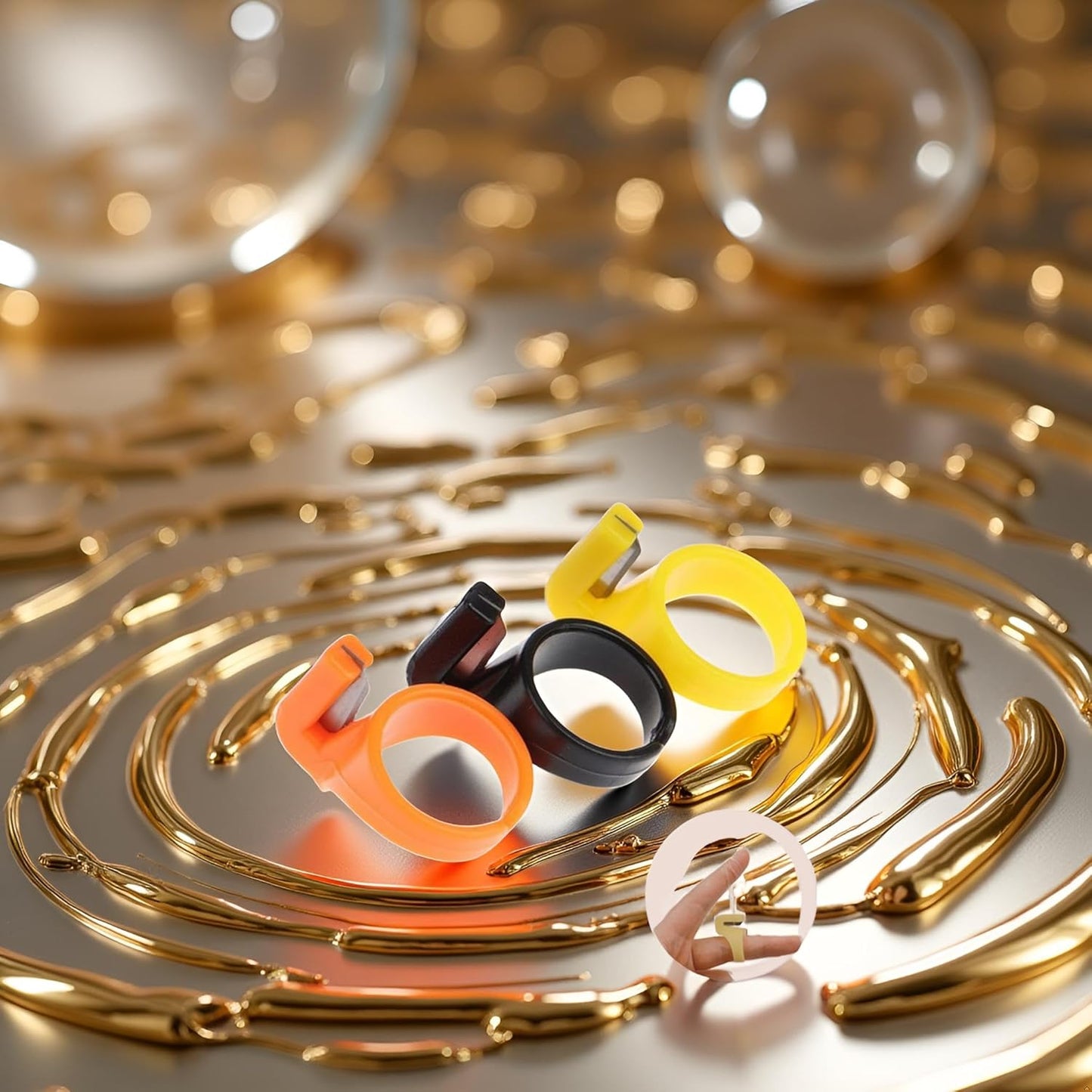 3Pcs Plastic Thimble Set, Sewing Ring, Thread Cutter, Finger Blade, Needle Craft Yarn Cutting Tool, DIY Household Sewing Machine Accessories, Sewing Thimbles