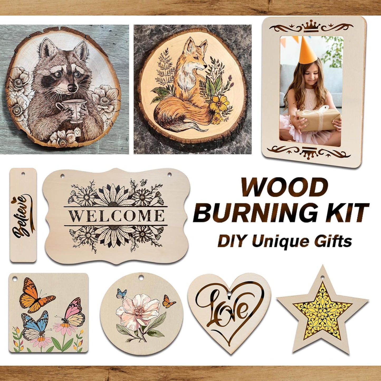 K KERNOWO Wood Burning Kit - 81Pcs All-in-One Wood Burning Tool Pen Adjustable Temperature Wood Burner Kit Crafts Gifts for Adults & Teens, Woodburning Kits for Beginner Pyrography