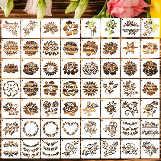 Flower Stencils for Painting 3inch Flower Stencil Small Floral Stencil Drawing Templates for Wood Wall Card DIY Projects