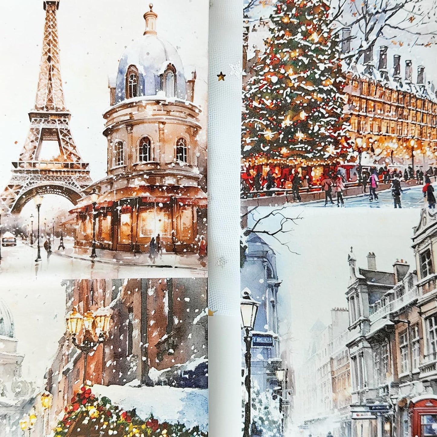 Washi Tape Set,3 Rolls Christmas Stickers for Scrapbook Supplies,Large Size Landscape Washi Tape Stickers for Journaling,Junk Journal,Phone Case,Planner,DIY Craft(Paris)