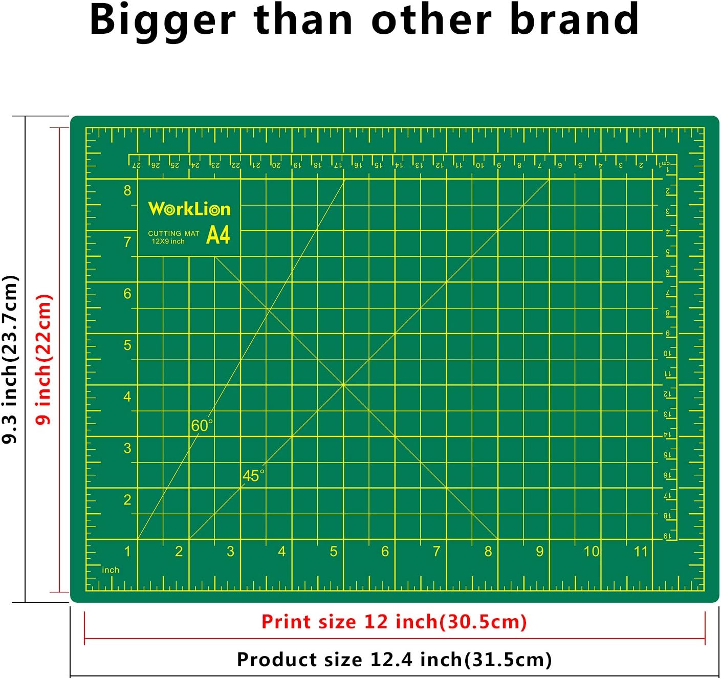 WORKLION Full 9" x 12" Art Self Healing PVC Cutting Mat, Double Sided, Gridded Rotary Cutting Board for Craft, Fabric, Quilting, Sewing, Scrapbooking Project…