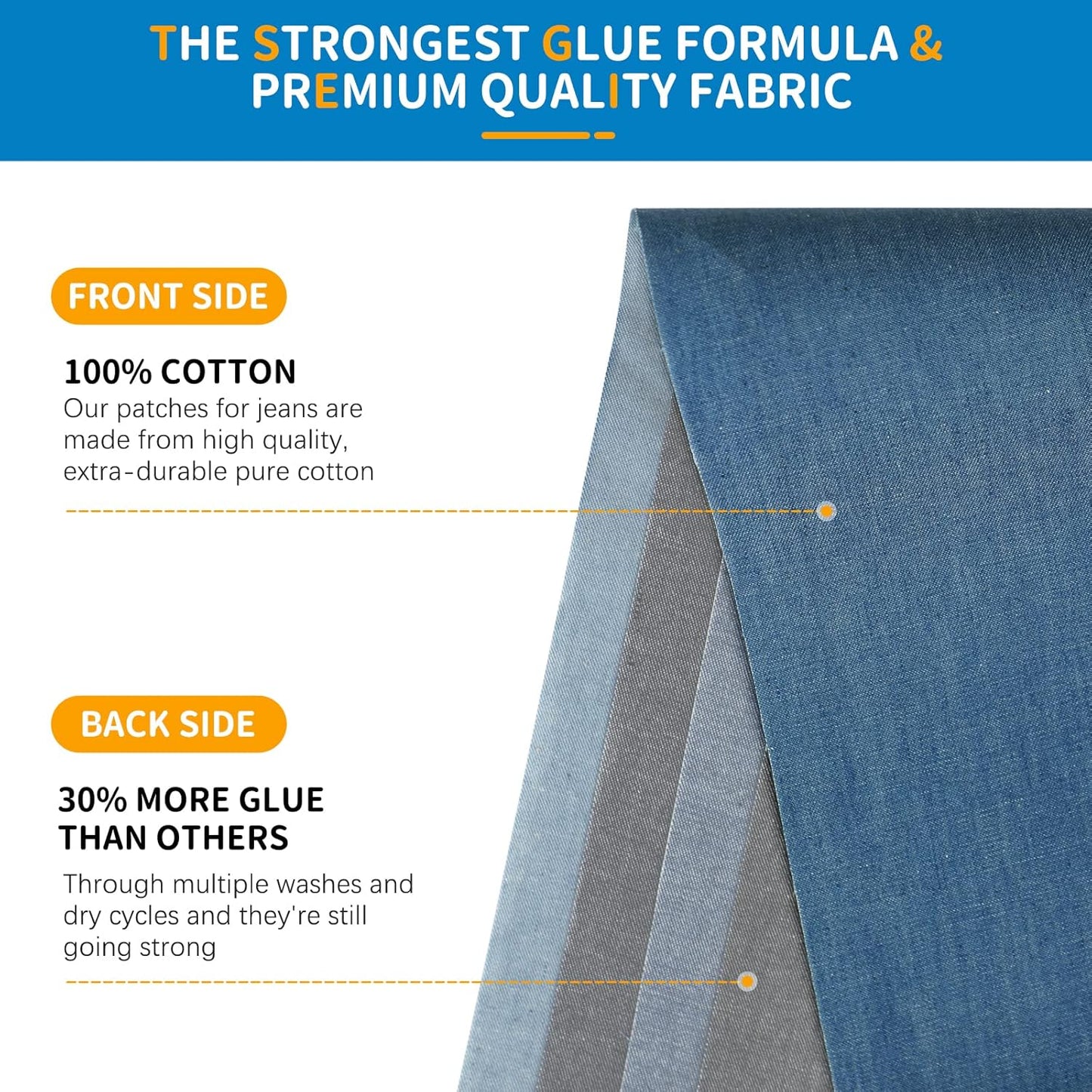 HTVRONT Iron on Patches for Clothing Repair 4 Rolls - Denim Patches for Jeans Kit 4" by 20", 4 Rolls of Iron On Denim Patches for Jeans Inside & Clothing Repair (Four Colors)