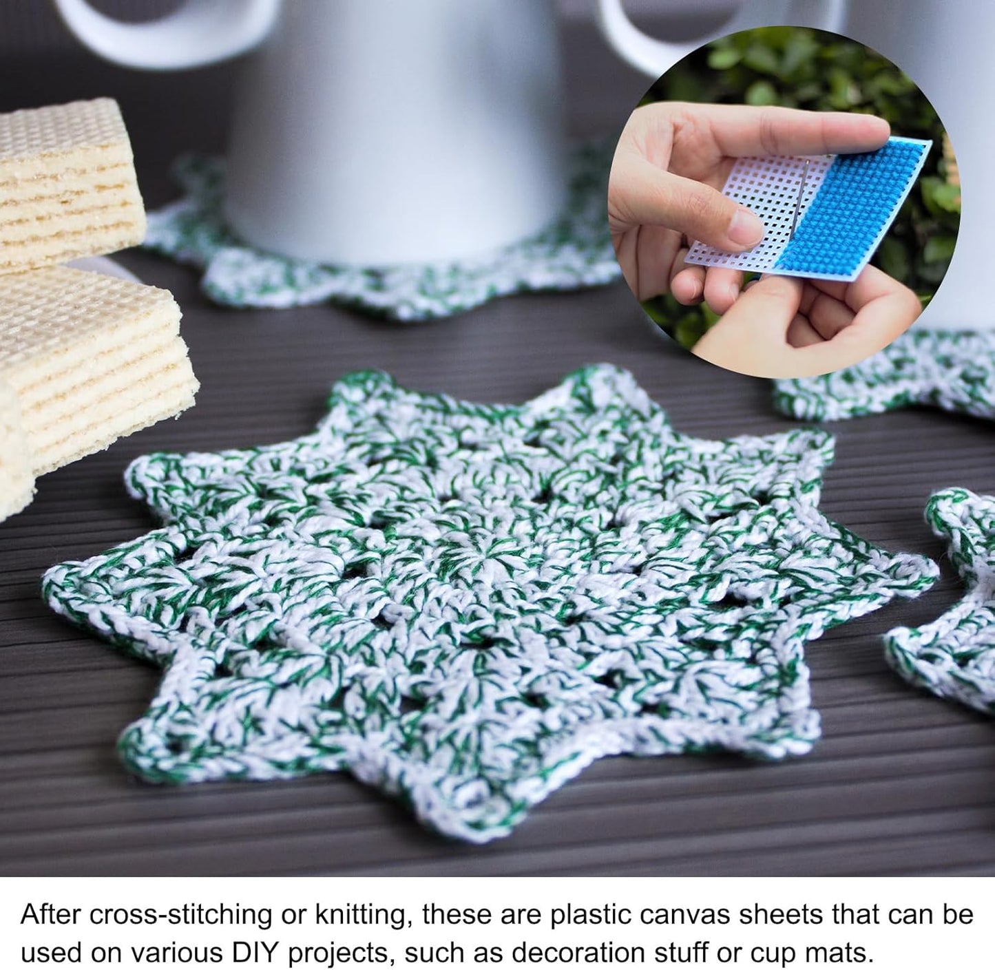 PATIKIL Plastic Mesh Canvas Sheets,10Pcs 4 x 4inch Cross Needlework Blank Yarn Crafting for Embroidery DIY Bookmarks Cup Mats, White, Square