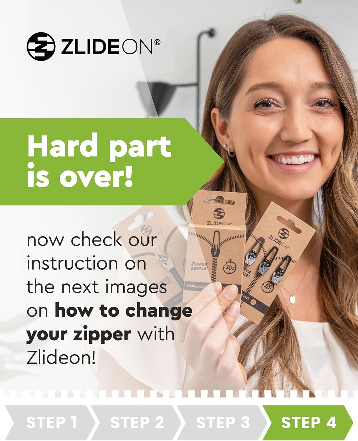 ZlideOn Zipper Pull Replacement - 1pcs, Black, Waterproof (L) - Instant Zipper Replacement Slider