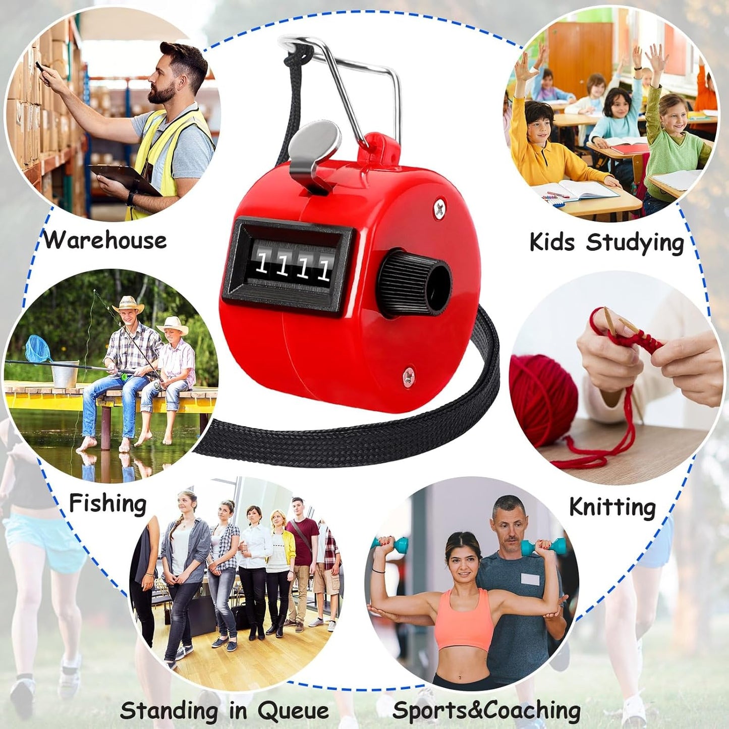 FEBSNOW Handheld Tally Counter Clicker 4 Digital Number Click Counter for School Event Golf Sports Office Stadium