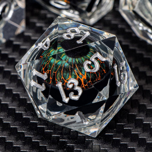 ARUOHHA DND Resin Dice Dragon Eye Dice Liquid Core Red Sharp Edged Dice Set with Gift Box, Polyhedral D and D Dice Set Role Playing Game D20 D12 D10 D8 D6 D4