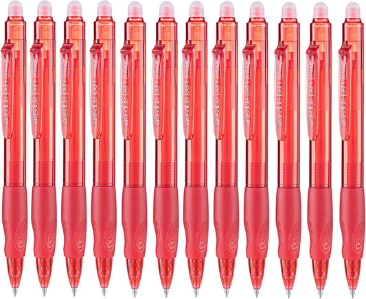 Aozora Erasable Pens Click Fine Point 0.7 mm Retractable Erasable Gel Pens for Completing Sudoku and Crossword Puzzles 12 Pack (Red)