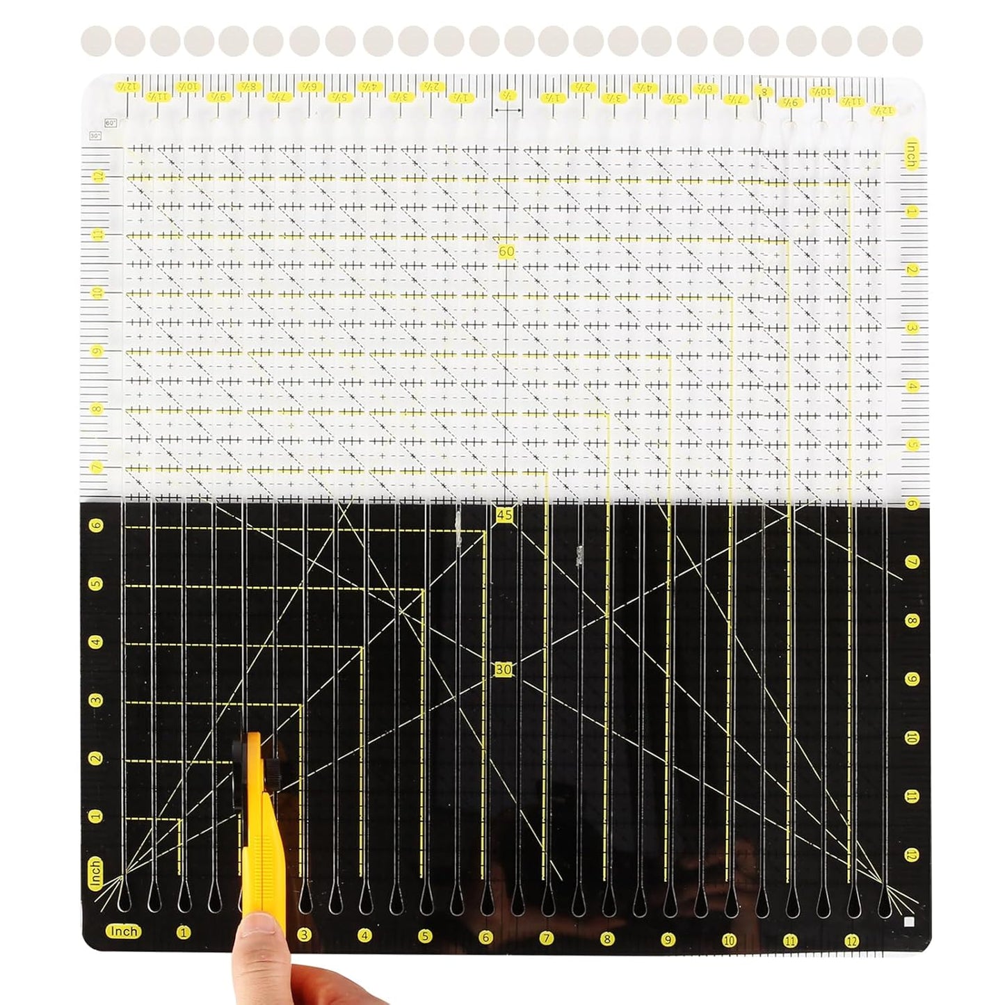 Quilting Ruler 12.5“* 12.5“ -Slotted Ruler for Precise Fabric Cutting, Stripology Ruler for Quilting