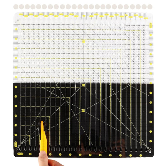 Quilting Ruler 12.5“* 12.5“ -Slotted Ruler for Precise Fabric Cutting, Stripology Ruler for Quilting
