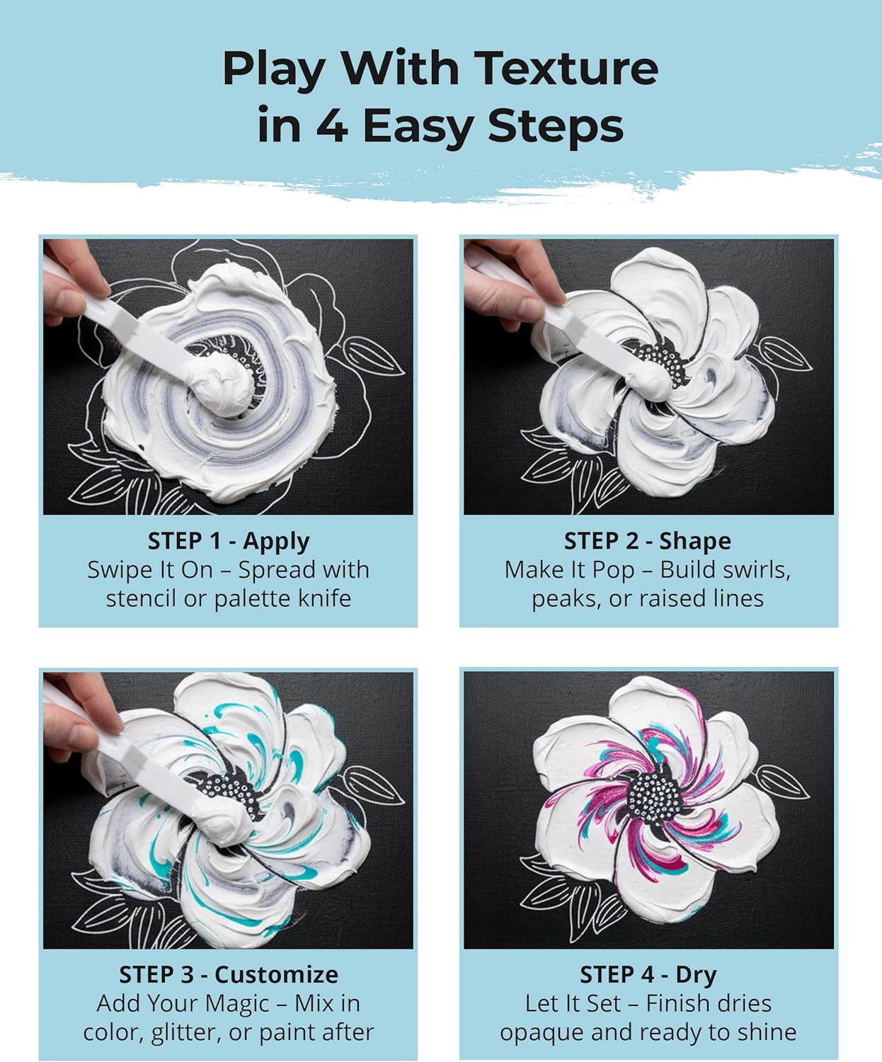 The Crafter's Workshop Modeling Paste for Textured Art - Dimensional Paste for Stenciling, Acrylic Painting - White - Boutique Quality, 8 oz Ja