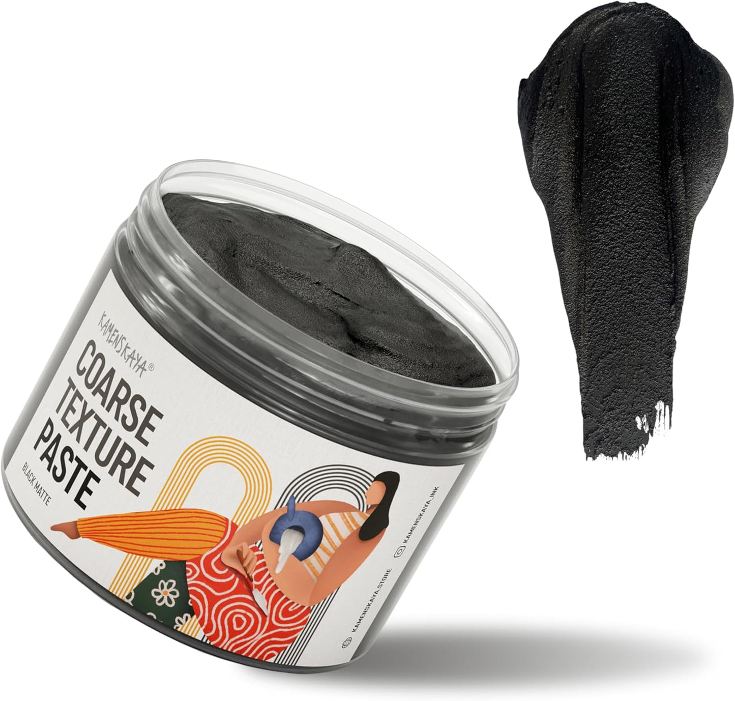 KAMENSKAYA Coarse Texture Paste - Modeling Paste Acrylic Medium - Black Matte, 16.9 fl oz (500 ml)