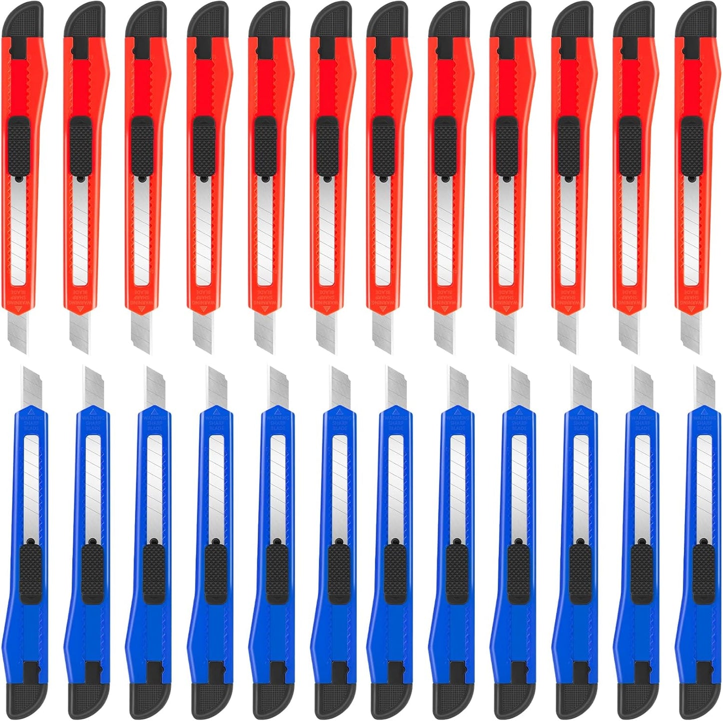 24 Pack Box Cutter Retractable, Utility Knife with 9mm Wide Snap-Off Blade, Small Box Opener Exacto Knife, Lightweight, Sharp Paper Knives for Office, Home, Crafts