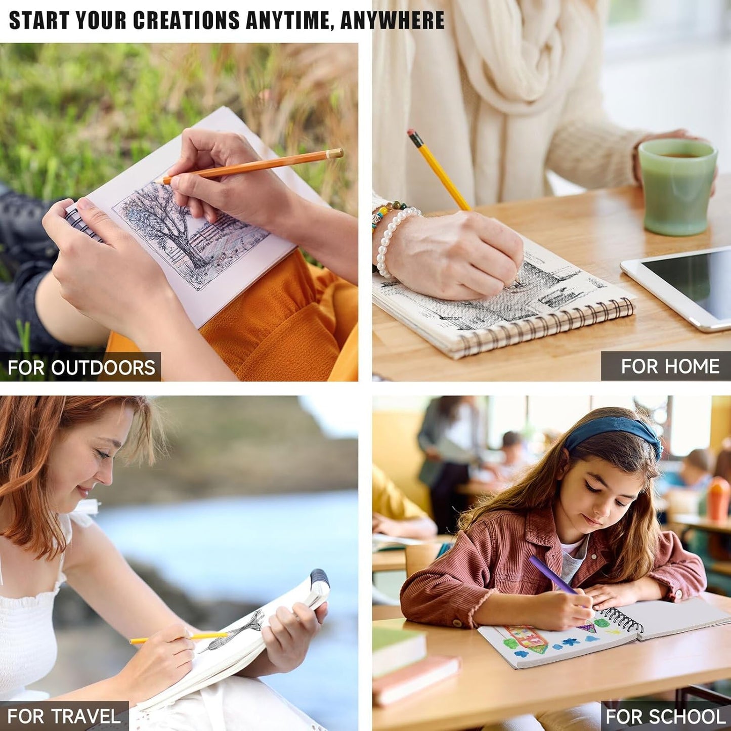 Sketch Book, 5.5" x 8.5" Sketchbook with 60 Sheets (68lb/100gsm), 1 Pack Drawing Pad Acid Free Drawing Book Sketch Pad for Kids Adults Beginners Artists (1 pcs Black)