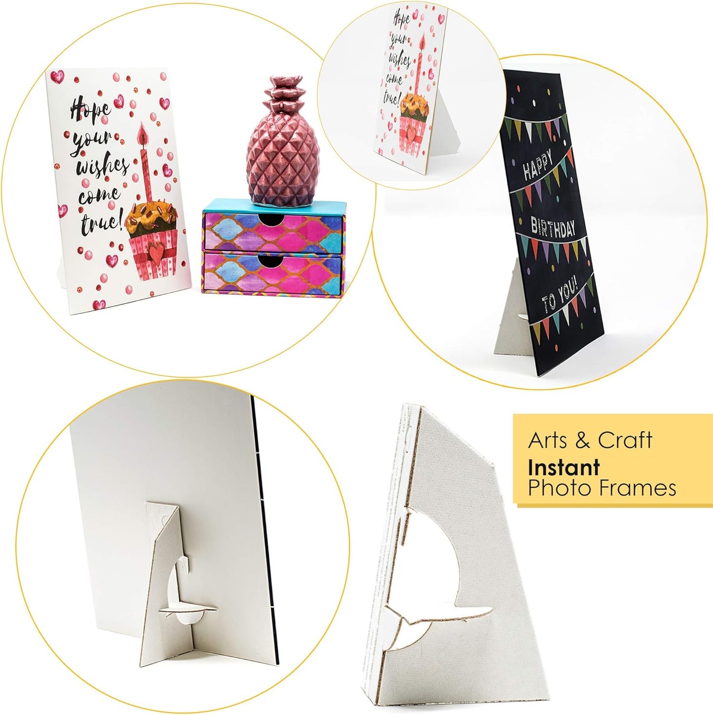 Golden State Art, 3 Inch Self Stick Easel Back, Cardboard Stand, Single Wing, Archival Quality, Display Posters Pictures Brochures, Easy and Fast Application (Pack of 50) White, Made in USA