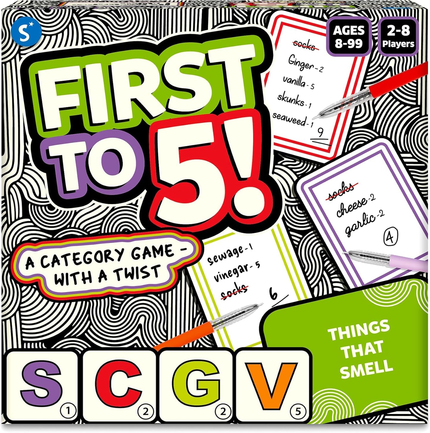 Skillmatics Board & Card Game - First to 5, Category Game with a Twist, Quick Thinking, Perfect for Parties, Christmas, Family Game Nights, Gifts for Kids, Teens, Adults, Ages 8, 9, 10 & Up