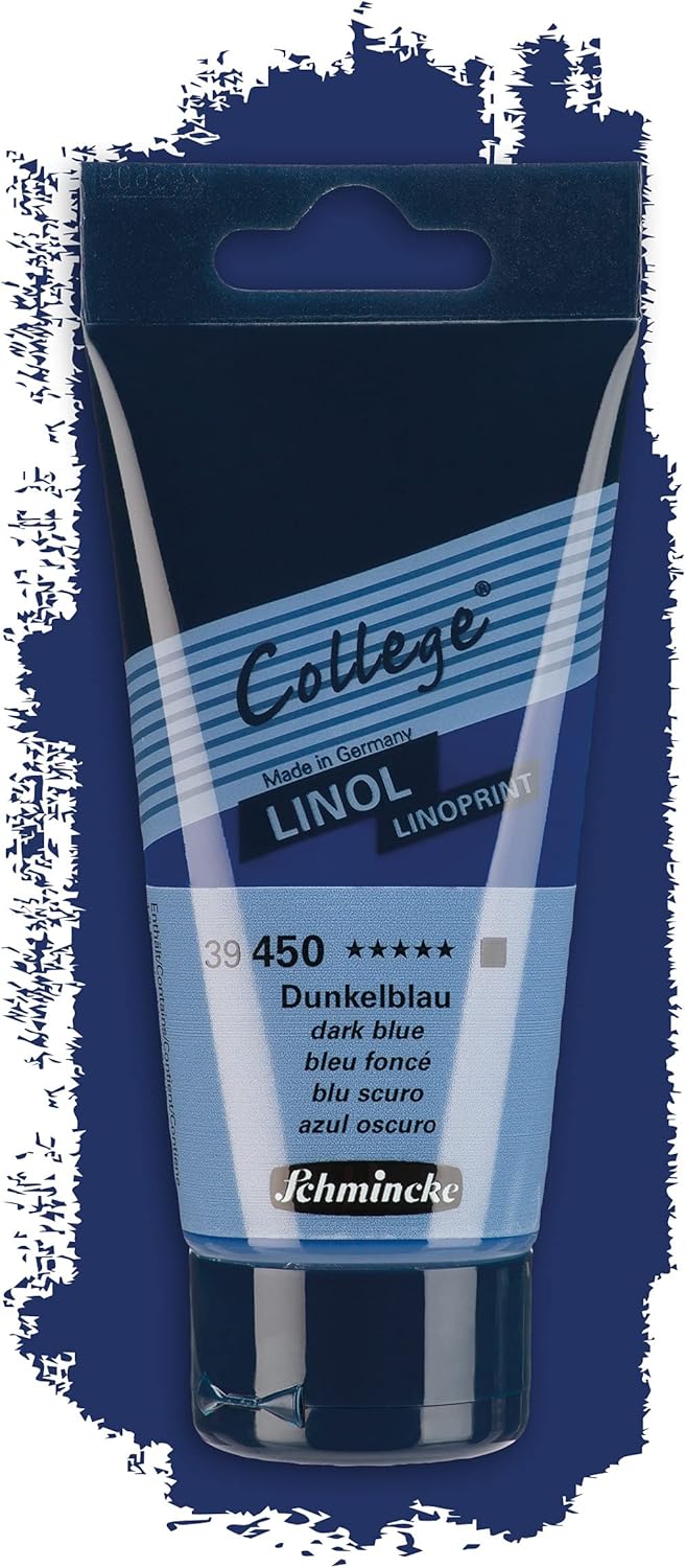 Schmincke - College Linol, Artists' lino Printing Inks, Dark Blue in 75 ml Tube, 39450013, Low-Odour Water-Based lino Printing Ink, lightfast, Even Print