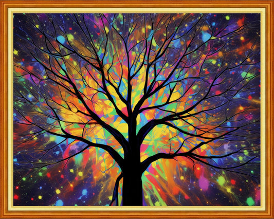 DMCVIVR Stamped Cross Stitch Kits for Adults Beginners Embroidery Kits 11CT Needlepoint Kits Cross Stitch Patterns Embroidery Patterns&Magic Night Light Tree 16x20 inch