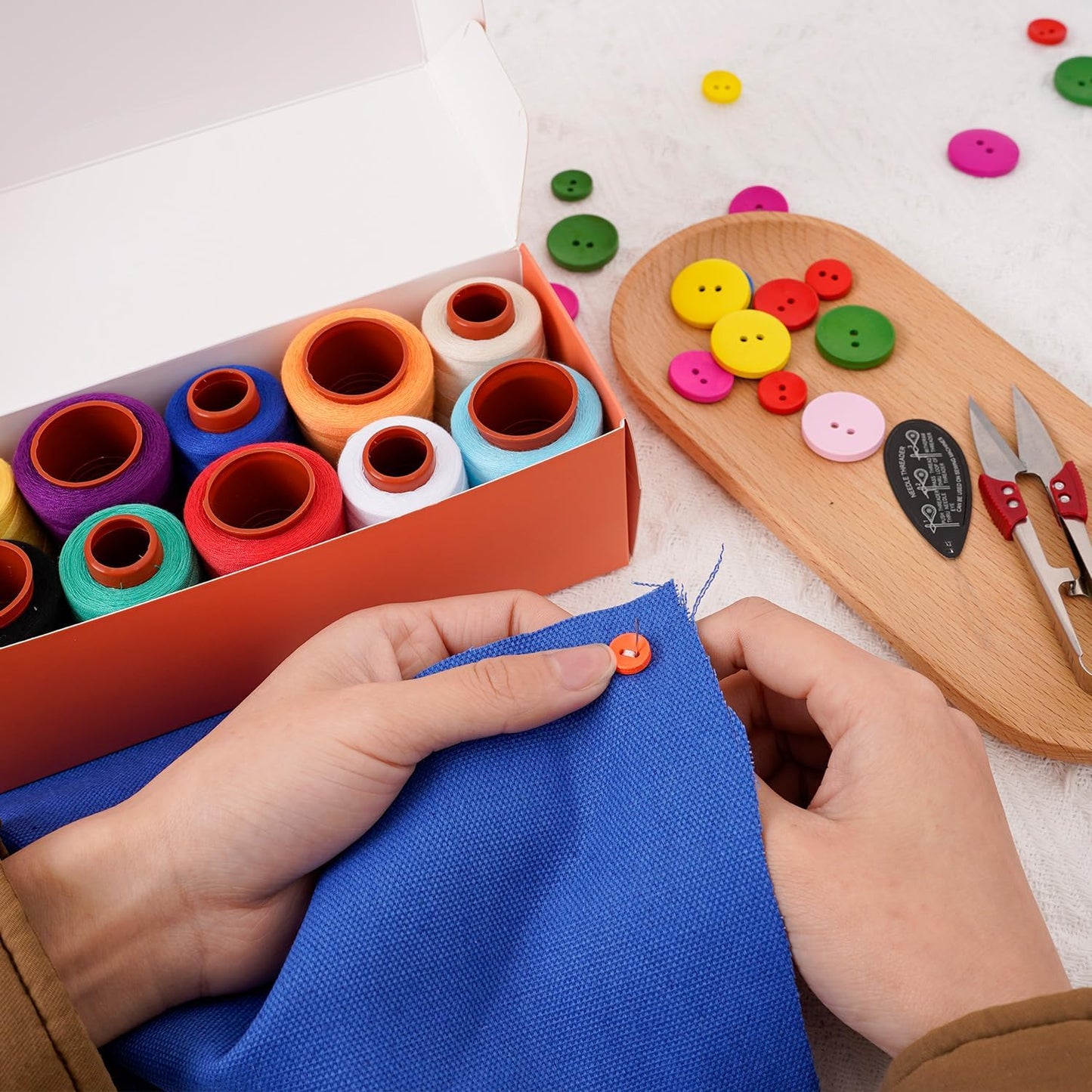 Sewing Thread Kit, 10 PCS, All Purpose Sewing Thread 40wt, Assorted Colors Each 800 Yards of Polyester Threads for Sewing Machine, Hand Stitching, Quilting, Serger (Bright Color Series)