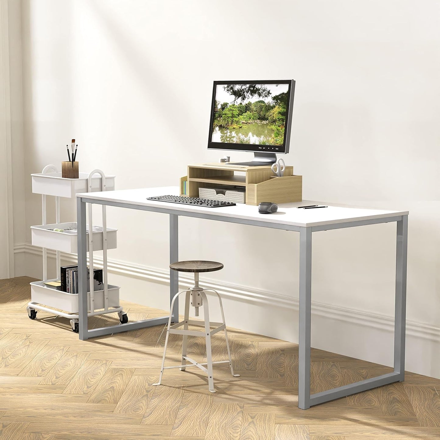 SHW Mission 48-Inch Home Office Computer Desk, White