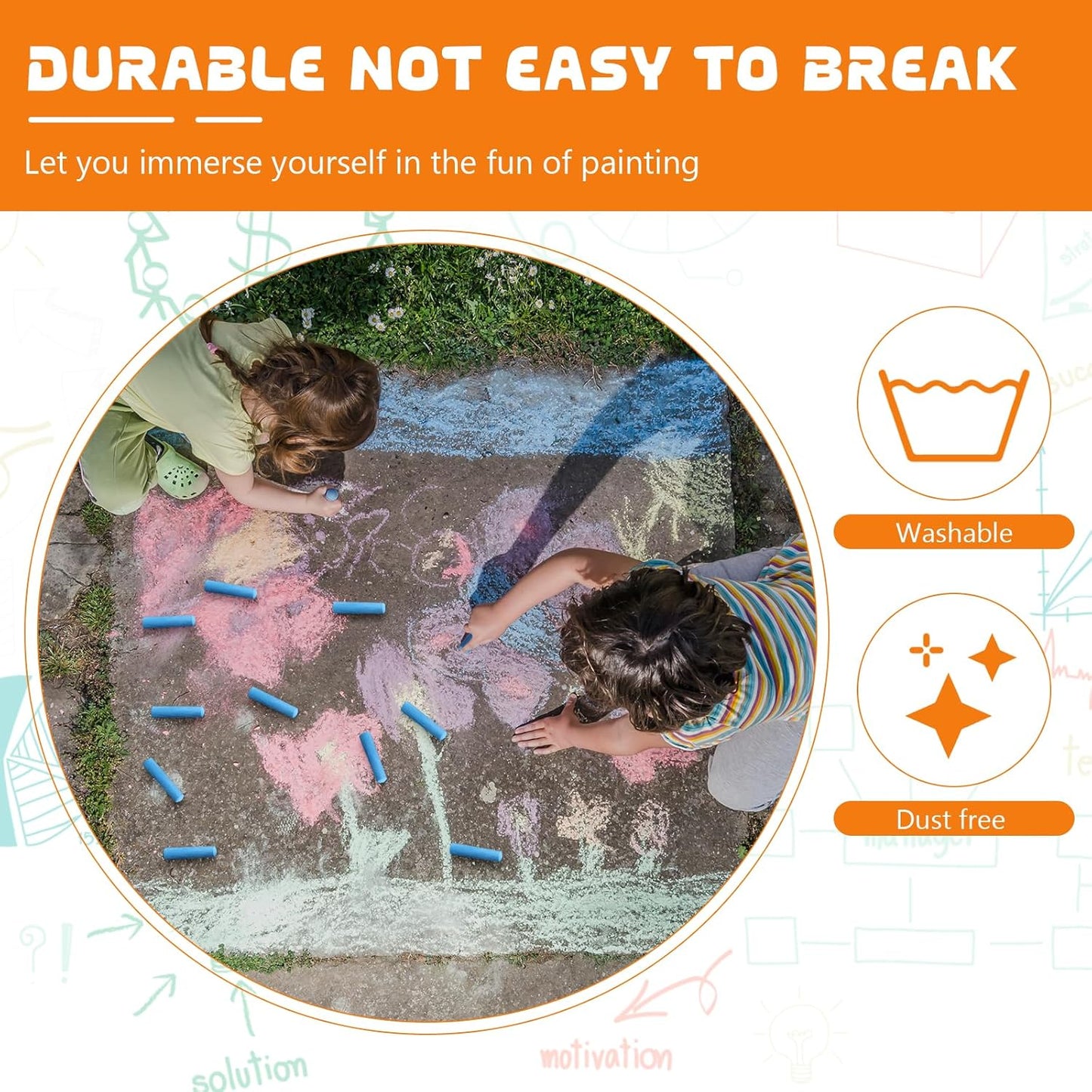 20 Pcs Sidewalk Chalks for Kids Non Toxic Jumbo Chalk for Party Gift Outdoor Art Classroom Play Painting (Blue)