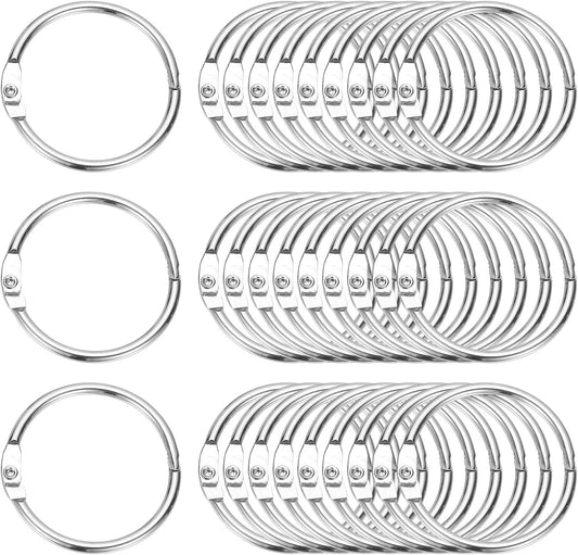 PATIKIL 1.3" x 1.5" Loose Leaf Binder Rings, 30 Pcs Metal Book Rings Nickel Keychain Ring for Paper Index Cards Flash Card Notebook Rings Office Home Book Binder, Silver Tone