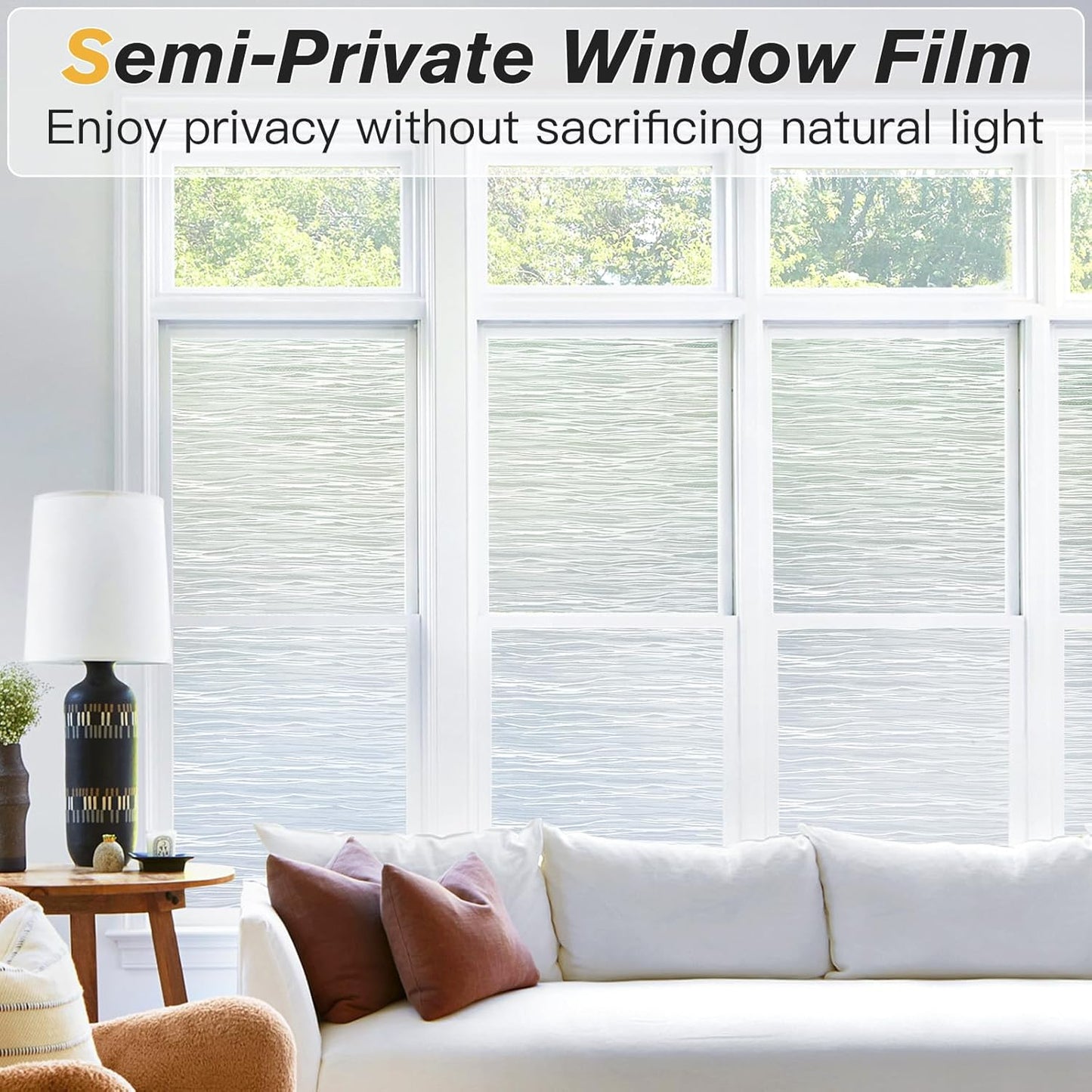 Haton Window Privacy Film, Frosted Glass Privacy Window Clings, Sun Blocking Frosting Opaque Coverings, Static Cling Removable Decorative Stickers for Home Door, Non-Adhesive 23.6" x 78.7"