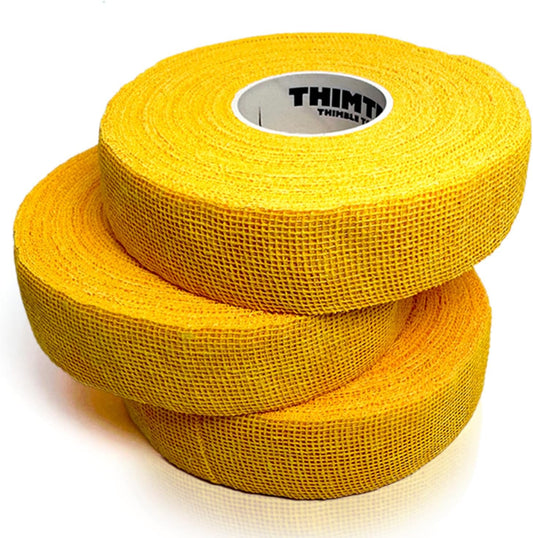 THIMTEC - The Original Thimble Tape for Hand Sewing - Fully Adjustable Nail & Finger Protector - A Smarter Alternative to Classic Knitting Thimbles - Sunshine, 3-Pack