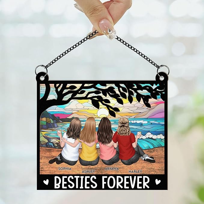 Macorner Personalized Window Hanging Suncatcher Ornament - Friendship Gifts for Women, Bestie Birthday Gifts - Tree Version