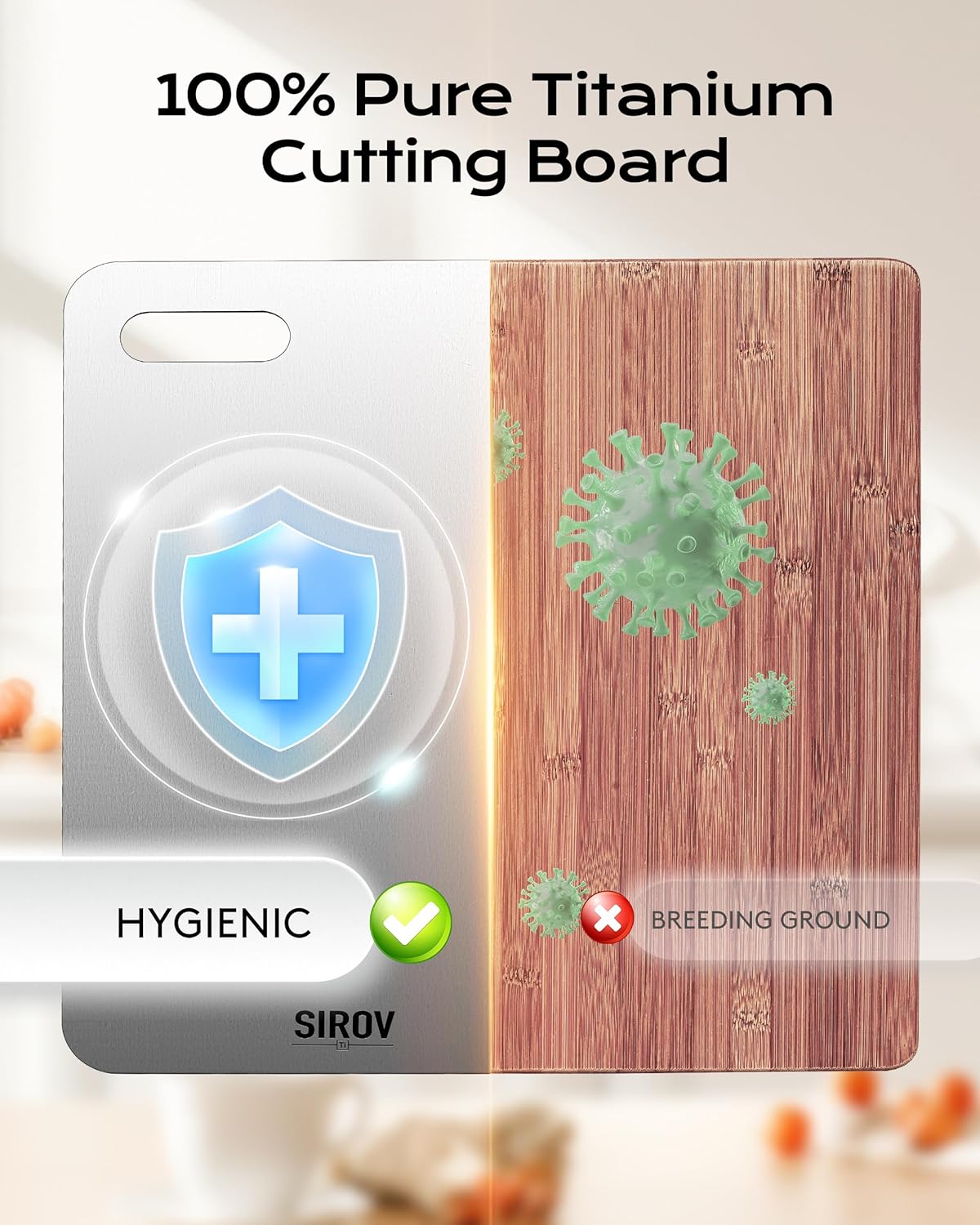 Titanium Cutting Board,100% Pure Titanium Kitchen Cutting Board, Non-Toxic & Dishwasher Safe, Durable and Hygienic for Meat, Fruit & Vegetables (16L*10W)