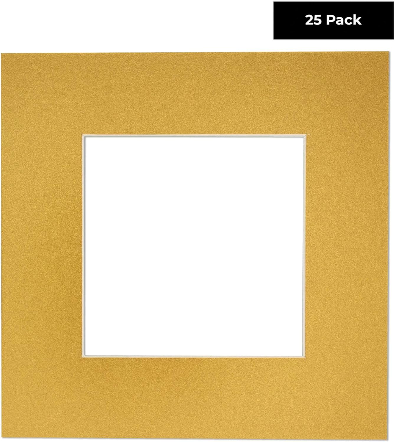 6x8 Mat for 8x10 Frame - Precut Mat Board Acid-Free Show Kit with Backing Board, and Clear Bags Metallic Gold 6x8 Photo Matte Made to Fit a 8x10 Picture Frame Matboard for Framing, Pack of 25 Mats