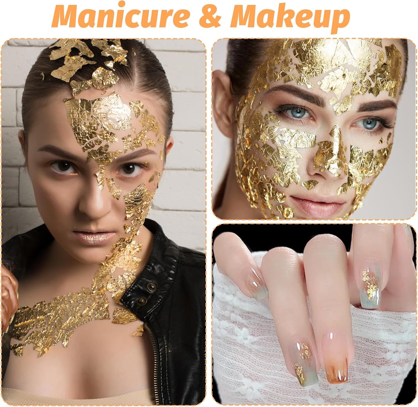 100 Pcs 5.5" X 5.5" Gold Leaf Sheets for Art Foil Paper, Gold & Silver Foils Sheets, Foil Paper Art Foils Sheet for Resin Gilding Crafting Nails Furniture Home Decor with Tweezer & Brush