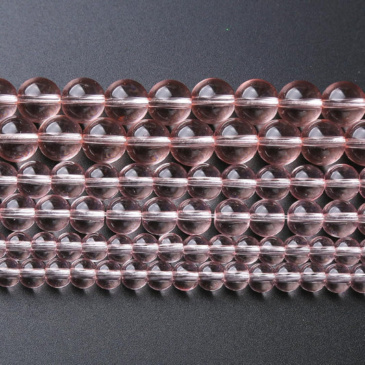 45pcs 8mm Pink Crystal Glass Beads Round Loose Spacer Beads for Jewelry Making DIY Bracelet Necklace Healing Power Stone Beads (Pink Crystal Glass, 8mm)