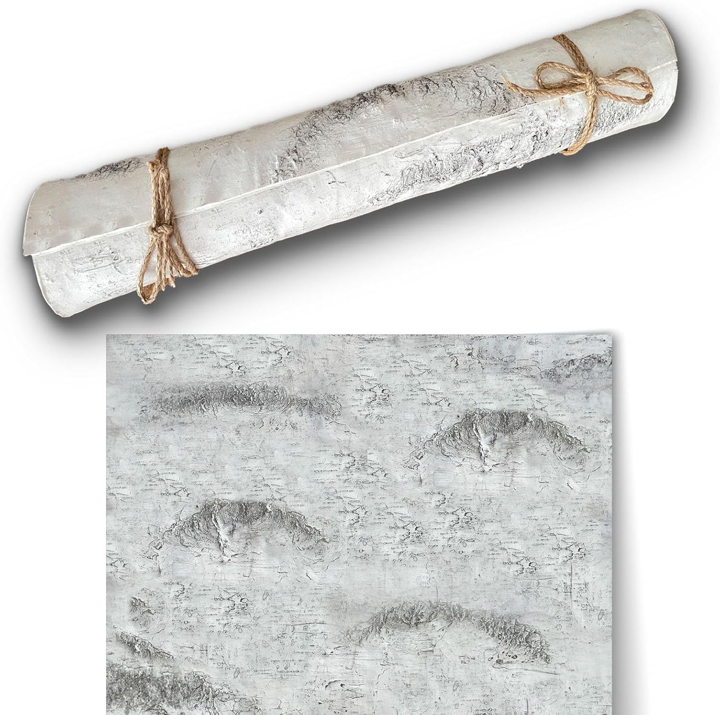 Artificial Birch Bark 3D Realistic Texture 78.7in*19.7in（10.8 Sq.ft）Silicone Material Faux Tree Bark Nature-Inspired DIY Design Eco-Friendly Home Deco Accentuating Natural Beauty （No glue included）