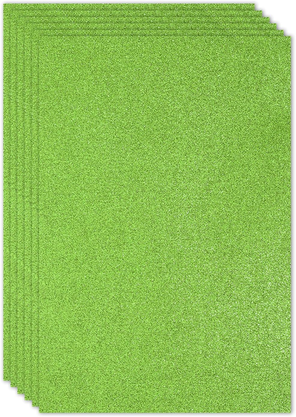PATIKIL 2mm(1/10") Thick Non Adhesive Glitter Foam Sheet 16x24inch(40x60cm) Light Green, EVA Shiny Foam Board for Craft, 6 Pcs