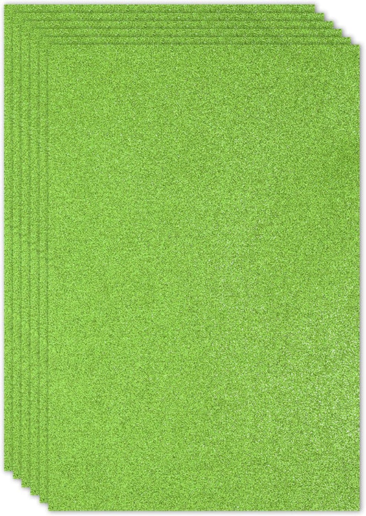 PATIKIL 2mm(1/10") Thick Non Adhesive Glitter Foam Sheet 16x24inch(40x60cm) Light Green, EVA Shiny Foam Board for Craft, 6 Pcs