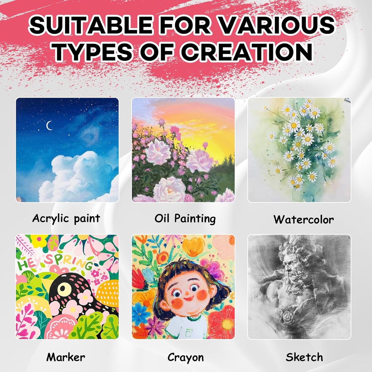 ESRICH 5x7 Small Canvases for Painting, 60 Pack Mini Canvas Boards for Painting Canvas Primed Acid Free Mini Blank Canvas Panels for Oil Paint,Watercolor,Acrylic Paint,Gouache&Tempera.