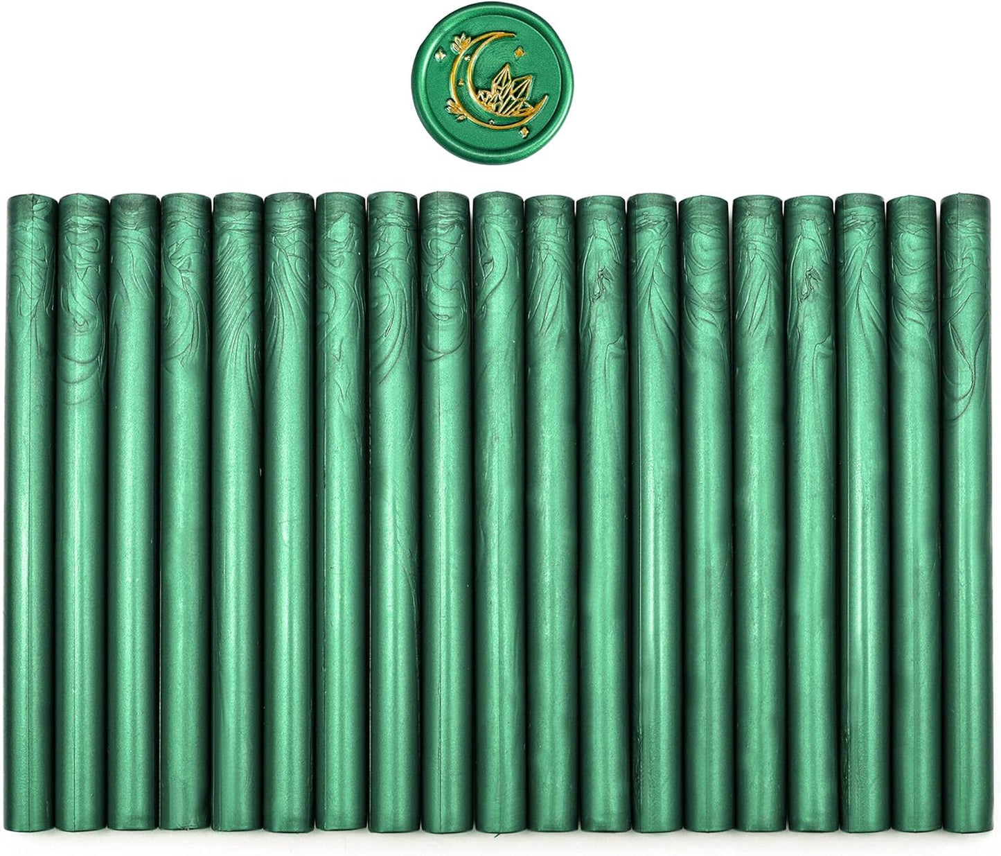 SWANGSA 20 Pieces Glue Gun Sealing Wax Sticks Metallic Green for Wax Seal Stamp, Great for Wedding Invitations, Cards, Envelopes, Wine Packages, Gift Wrapping (Metallic Green)