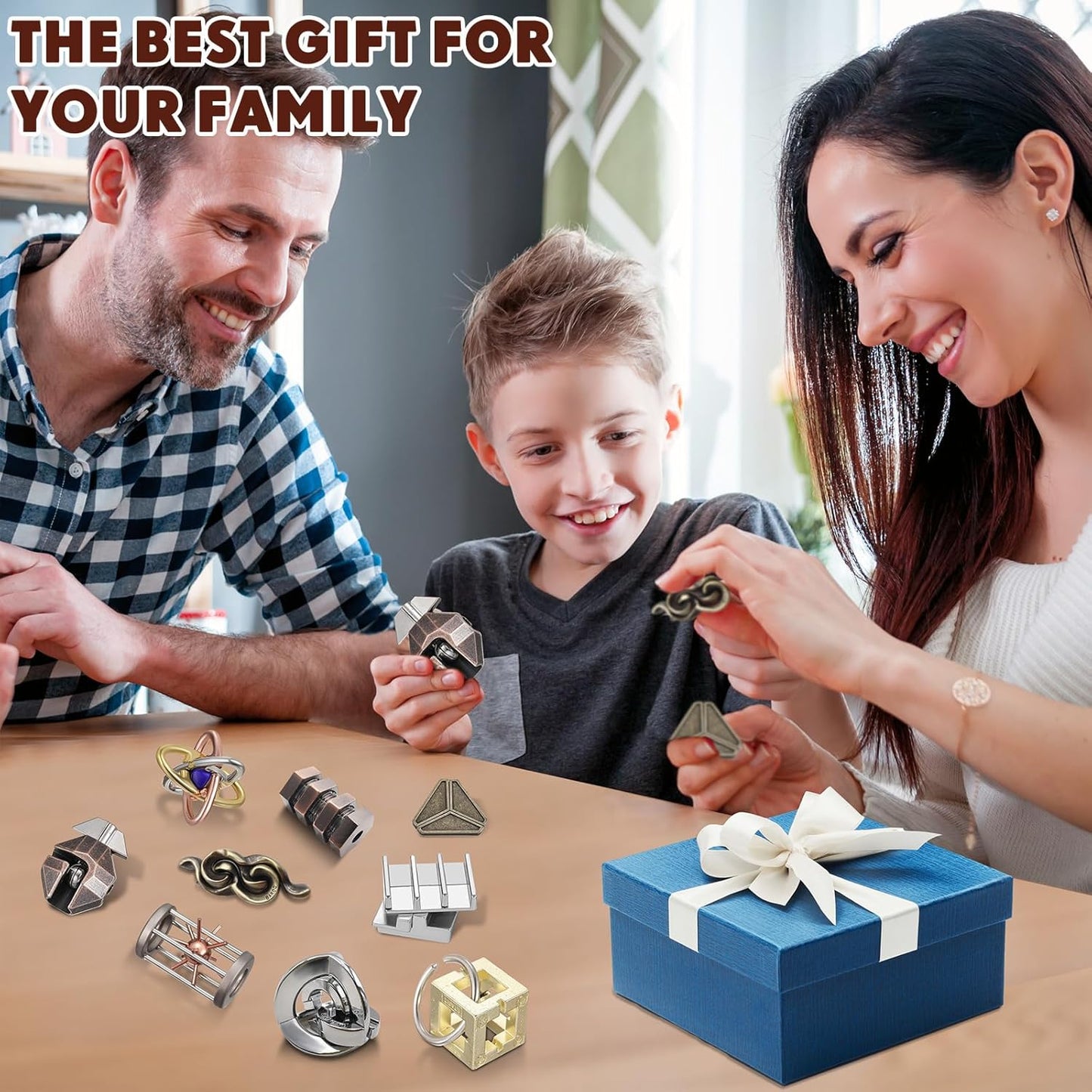 Wettarn 9 Pcs Metal Brain Teaser Puzzles Teaser 3D Steel Puzzle for Adults Unlock Interlocking Games IQ Education Smart Logic Test Toys for Adults Mind Challenge(Magic Style)