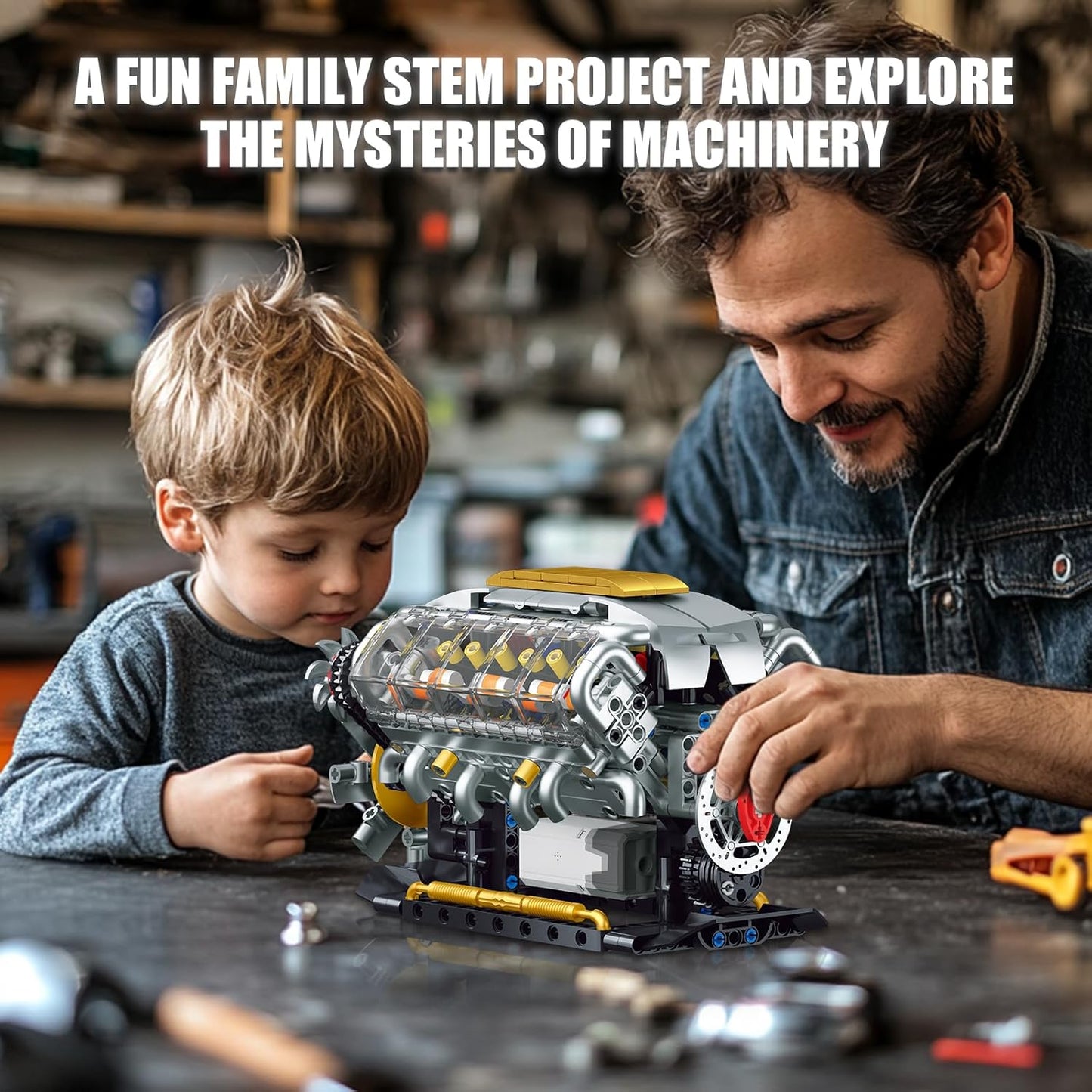 V8 Engine Building Kit for Adults, Build Your Own MOC Mini V8 Engine Model Toy for Display, Compatible with Lego Car Set, STEM Building Project for Teens & Kids Boys 8-14 (692 PCS)