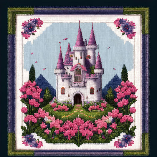 Joyhoor Cross Stitch Kits for Beginners Stamped Cross-Stitch Supplies Needlework preprint Embroidery Kits for Adults DIY Needlepoint Kits Embroidery Patterns 11CT-Colorful Castle 17.7x17.7 inch