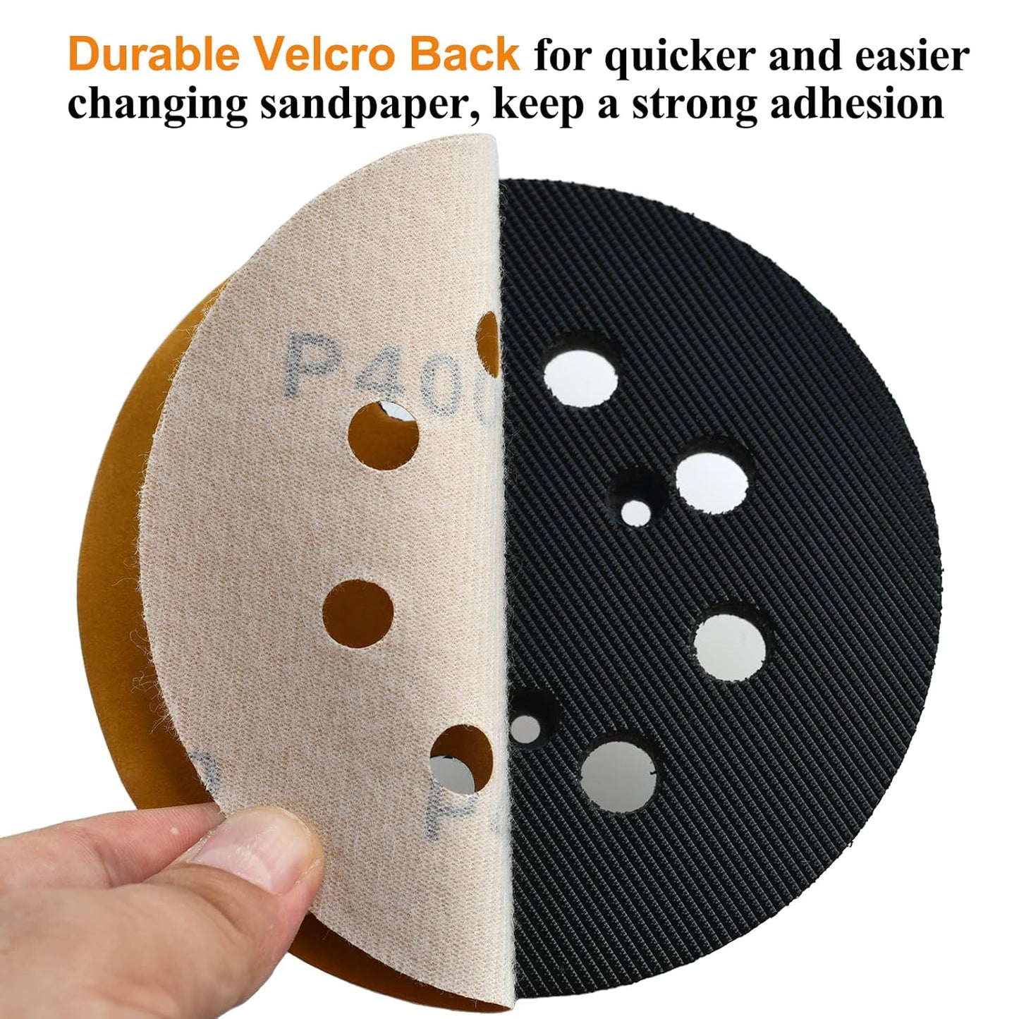 5-Inch 8-Hole Hook and Loop Sanding Discs 400-Grit Random Orbit Sandpaper, 100-Pack