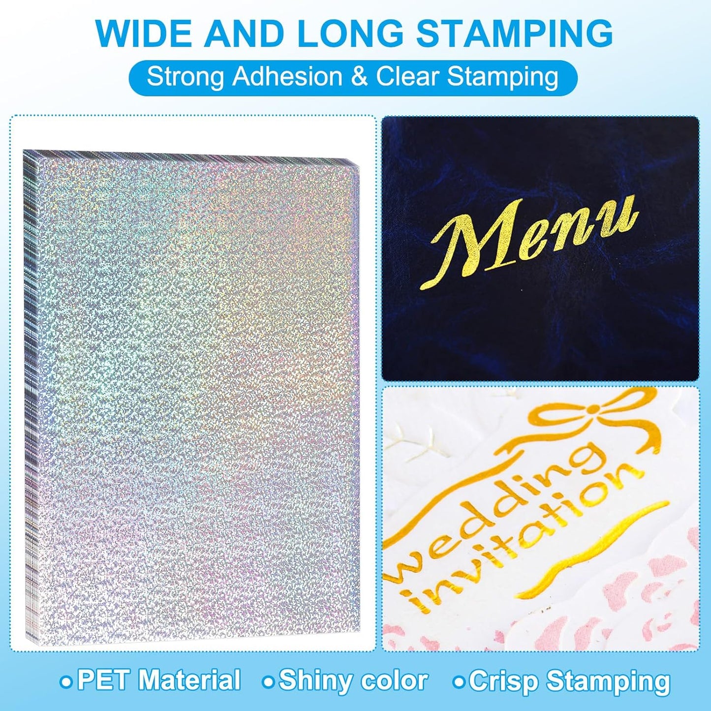 PATIKIL 11.7x8.3" Hot Stamping Foil Paper Sheet, 20 Sheets A4 Heat Transfer Hot Stamping Paper Foil for Leather DIY Logo Decor Craft Gift Package Scrapbook Card, Laser Spot Silver