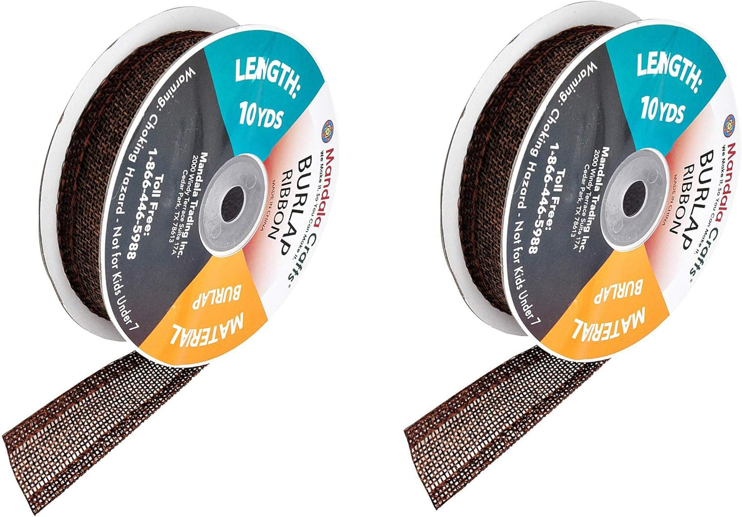 Mandala Crafts Brown Burlap Ribbon 1 Inch Wide Jute Ribbons for Crafts - 20 Yds Roll Rustic Burlap Wrap Trim Ribbons for Wreaths Bows Wedding Party Decoration