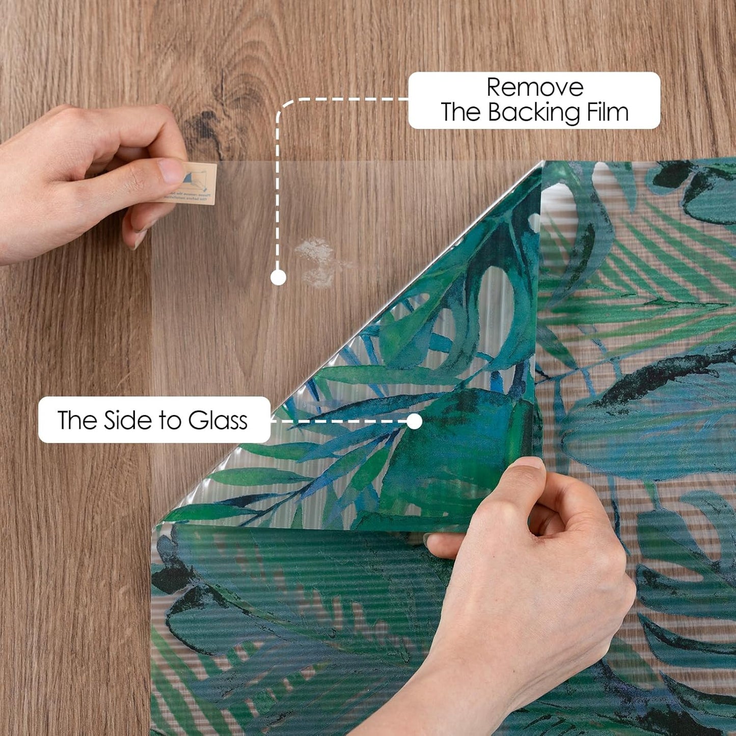 DKTIE Nature Pattern Rainbow Window Film Decorative Stained Glass Window Film Static Cling Films Easy Apply Removable Comes with Tools (U560-Reeded Glass, 35.4" x 78.7")