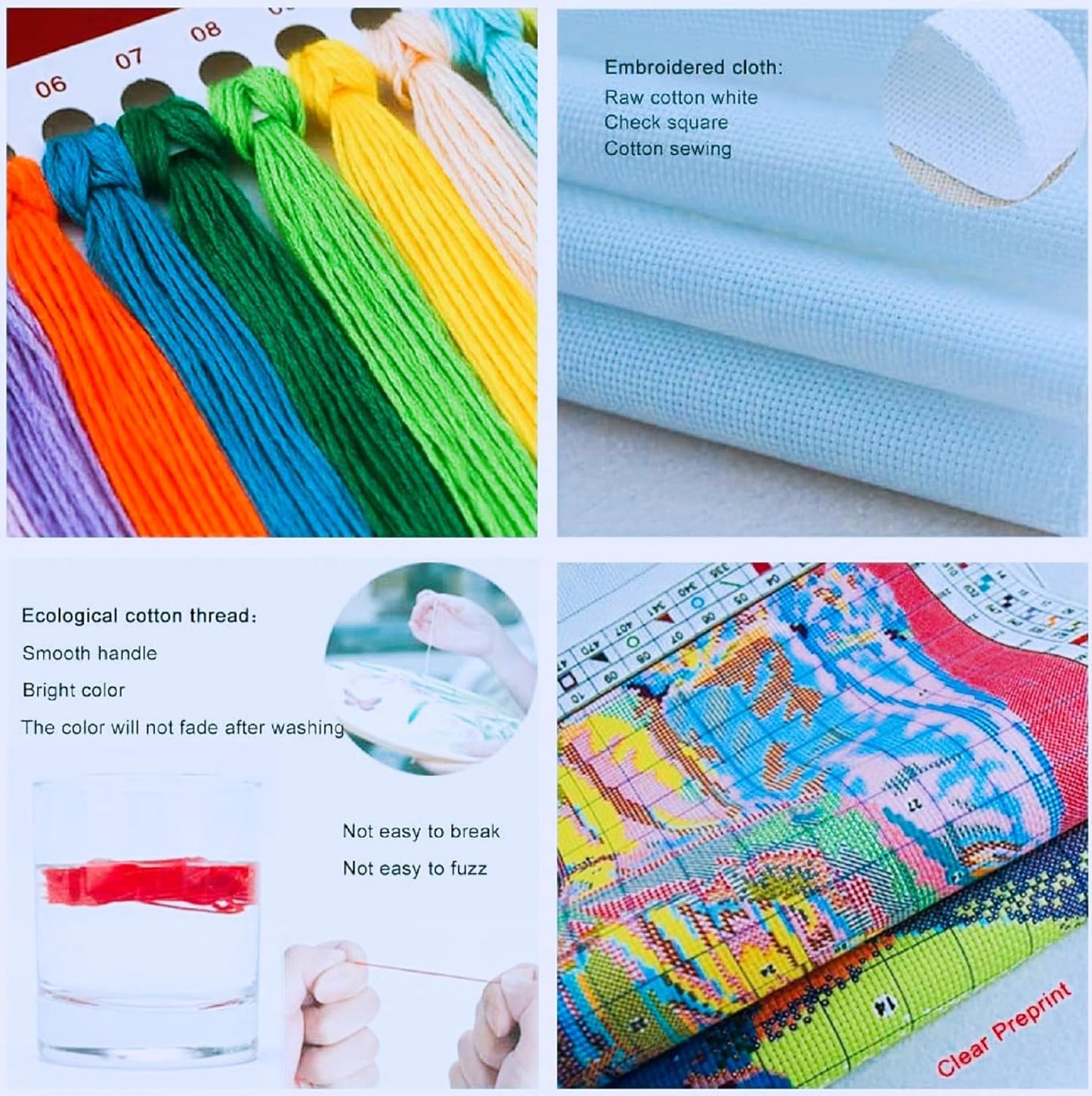 Joyhoor Stamped Cross Stitch Kits for Beginners, Needlepoint Kits for Adults, 11CT Counted Embroidery Kits-Colorful Mandala 18x18 inchs