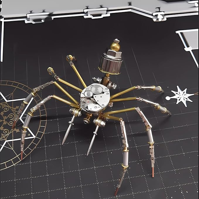 Mechanical Metal DIY 3D Spider Model Insect Brass Puzzle Assembly DIY Gift Craft Hobby for Men for Family and Friends(Mechanical Spider)
