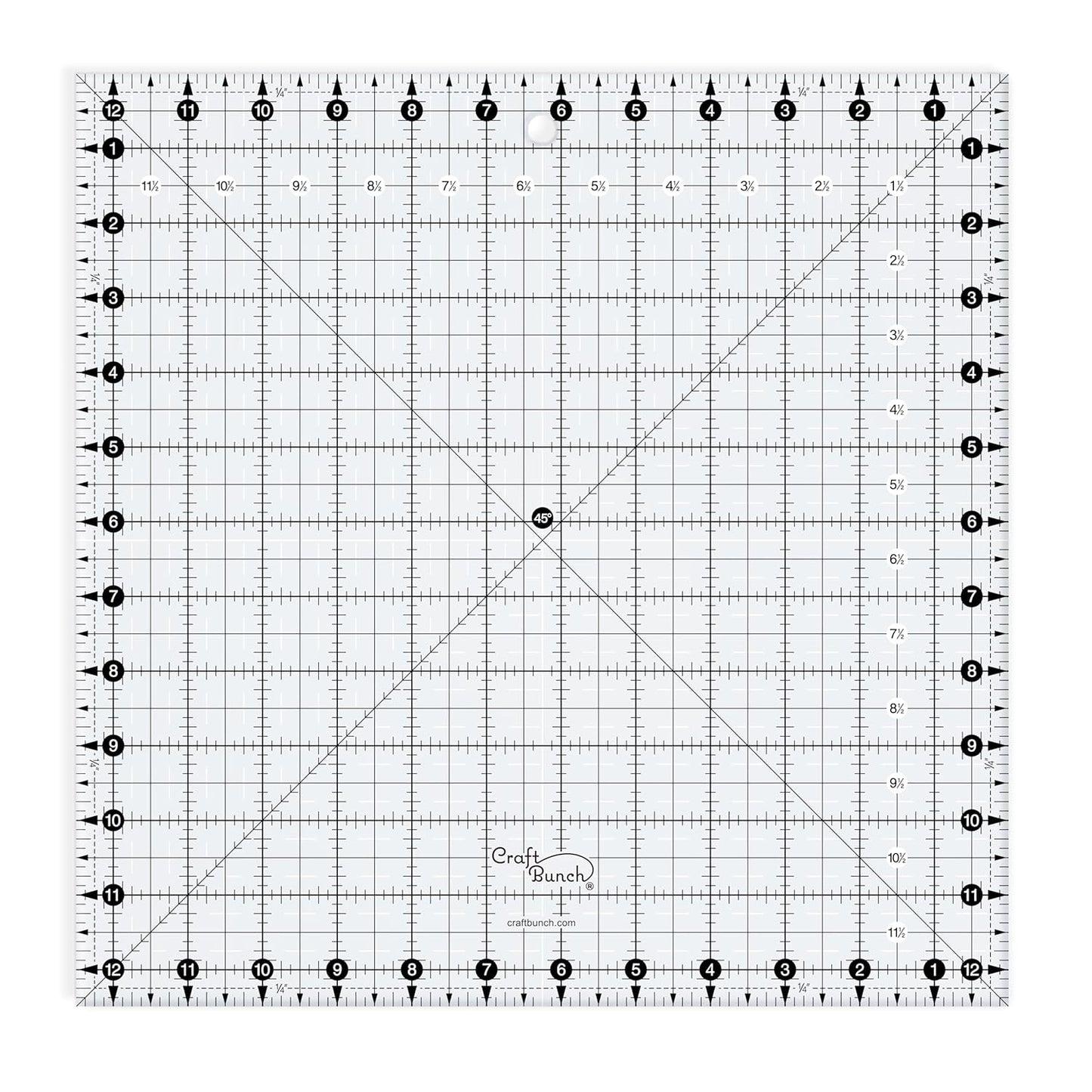 Non-Slip Square Quilt Template Ruler (12.5" x 12.5")