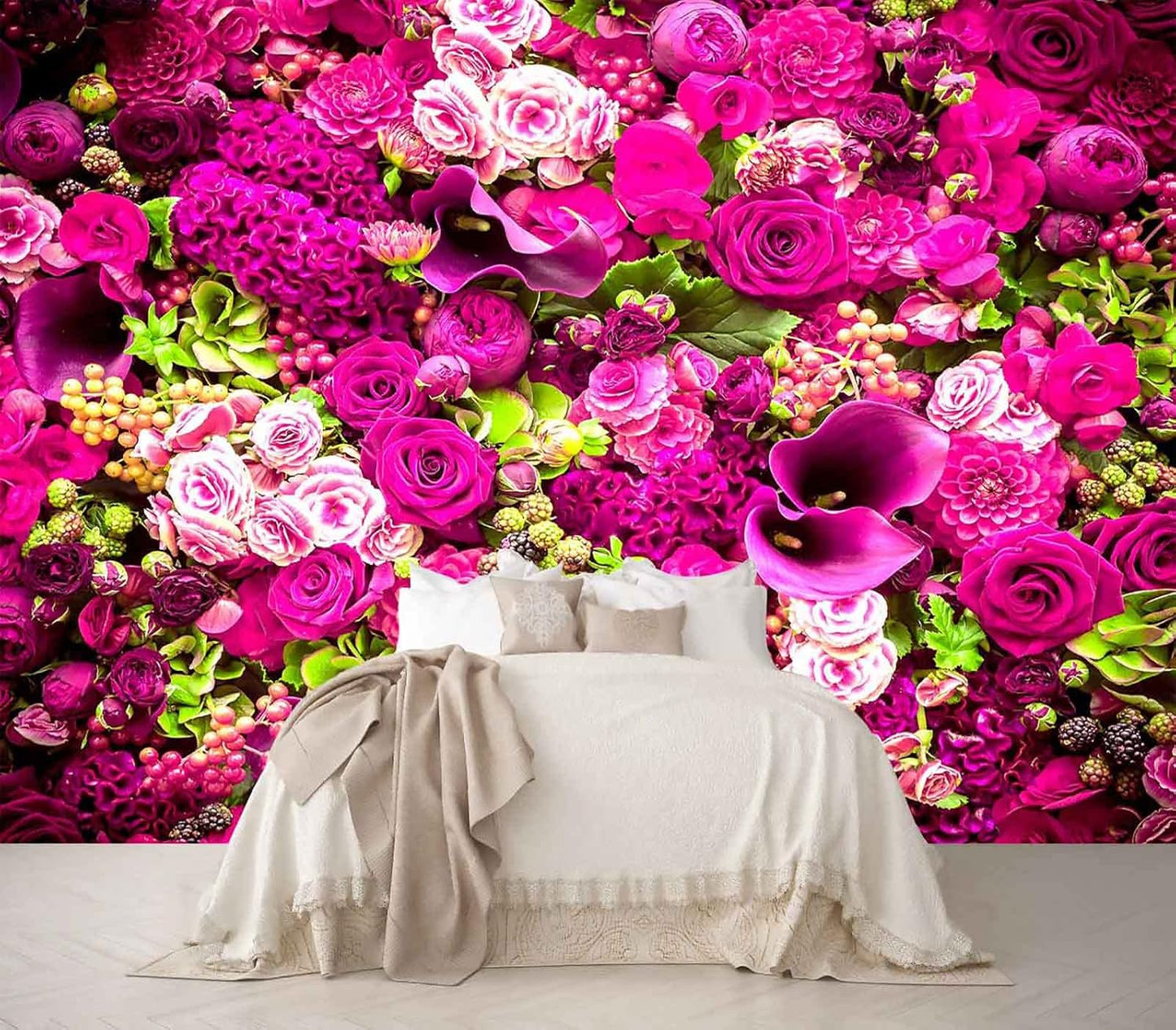 Rose Wall Mural Floral Photo Wallpaper Murals for Wall Decor for Living Room（Not Peel and Stick）