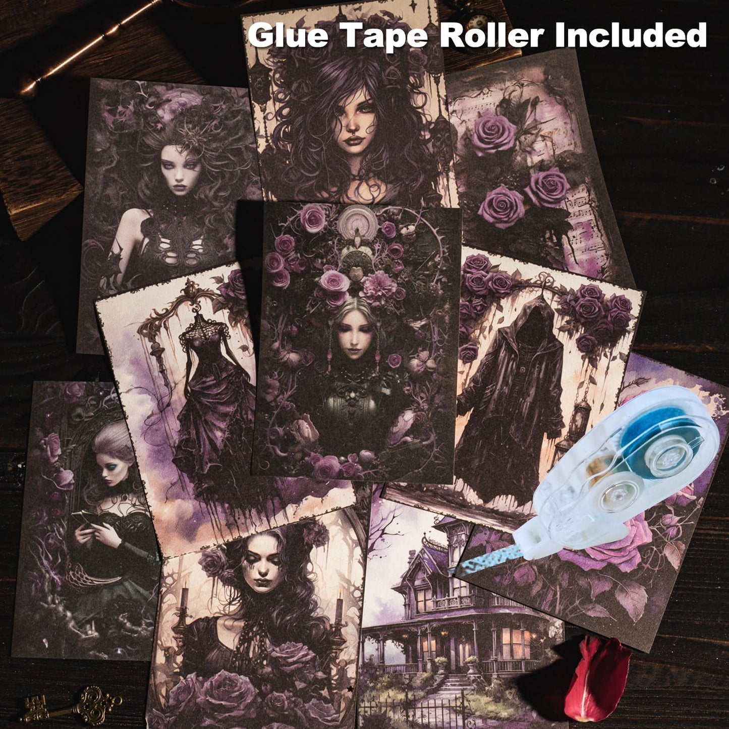 Gothic Scrapbook Paper Set, 180 PCS Dark Ephemera Pack for Junk Journaling, Scrapbooking, Crafting, DIY Projects, Diaries, and Art Supplies